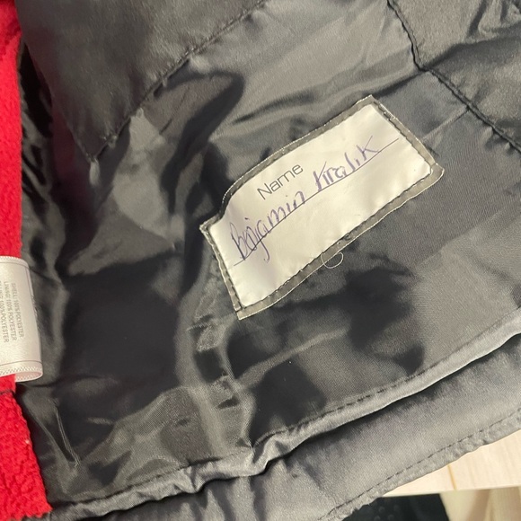 Gray and Black Kids Puffer Jacket with Red Lining - Picture 9 of 12
